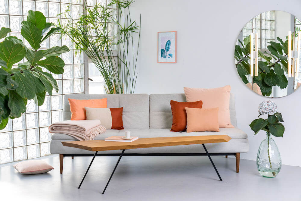 rosé und Kupfer Kissen für dein Sofa, handmade in Germany