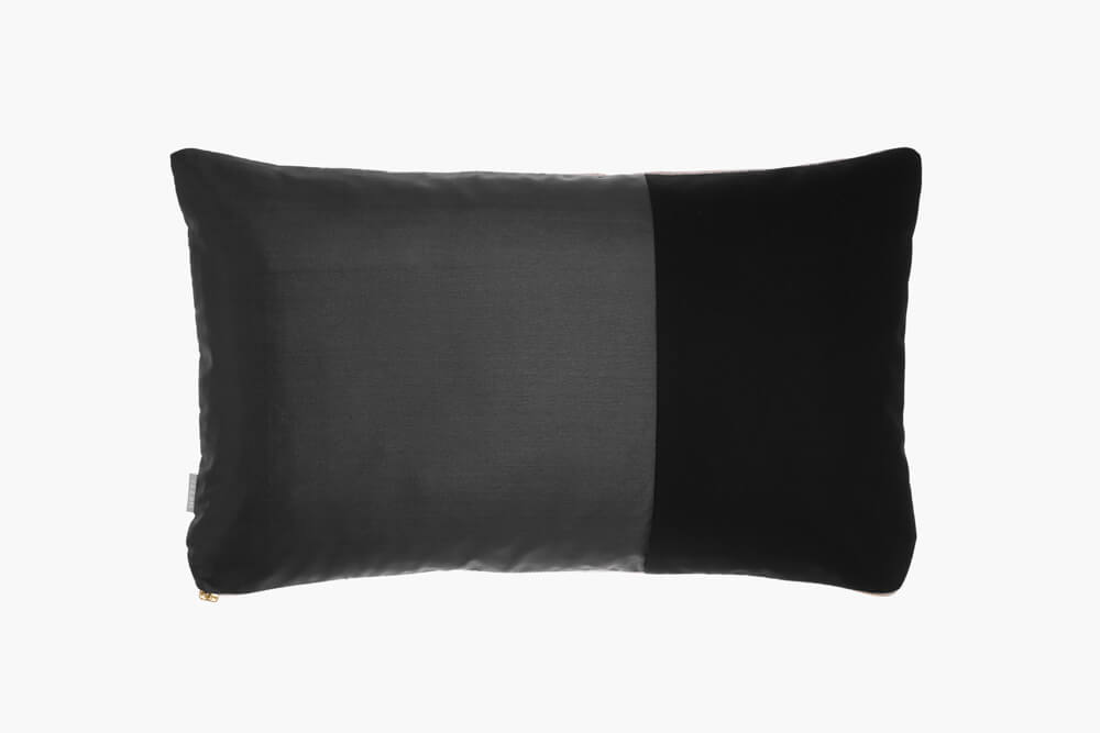 Schwarzes Designerkissen aus Berlin, stilvolle Kissenhülle aus Naturfaser, goldener Reißverschluss, 30x50 cm, 50x50 cm und viele weitere Größen